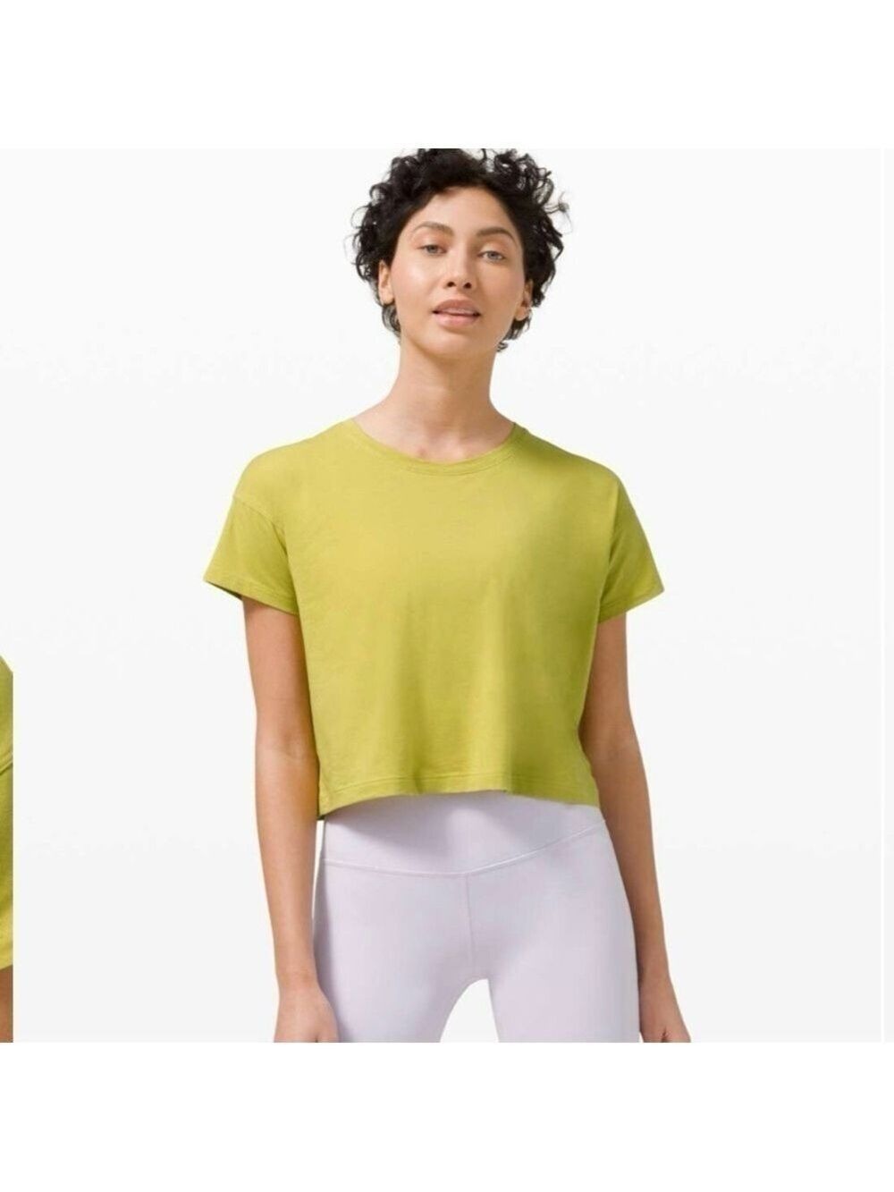 Lululemon Cates Tee Yellow Pear Cropped Short Sleeve Shirt Size 6